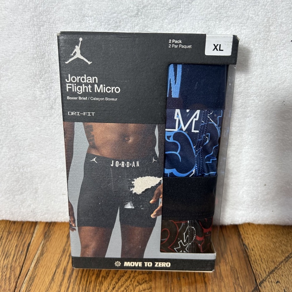 Jordan Mens Size XL 2 Pack Flight Micro Boxer Brief Blue Red Underwear